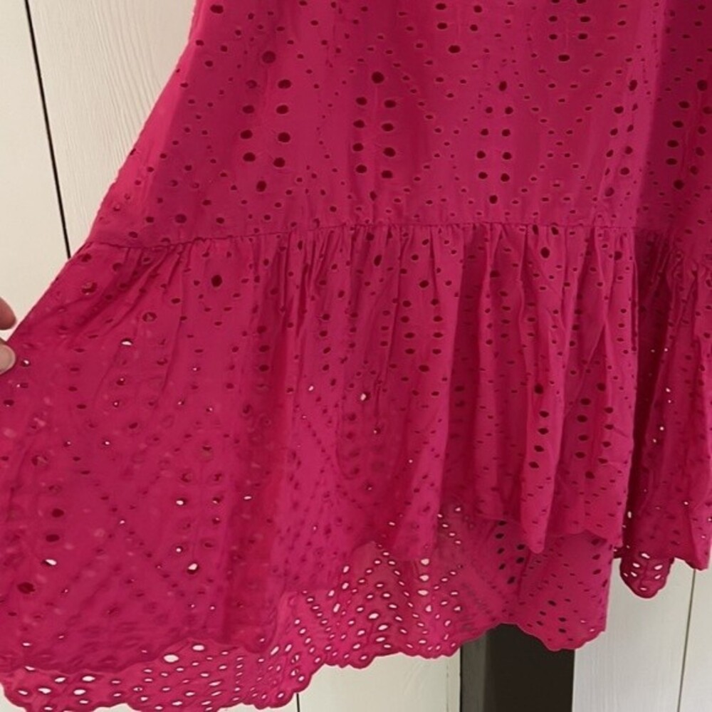 Joie High Low Eyelet Broderie Anglaise Skirt Tiered Pink M NWT Cotton Boho Fairy - Picture 5 of 7